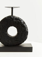 Small Charred Black Mango Wood Log Candle Holder