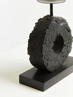 Small Charred Black Mango Wood Log Candle Holder