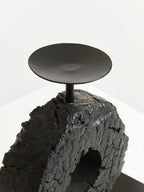 Small Charred Black Mango Wood Log Candle Holder