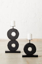 Small Charred Black Mango Wood Log Candle Holder