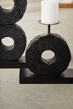 Small Charred Black Mango Wood Log Candle Holder