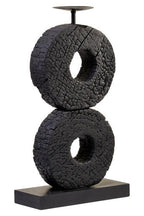 Large Charred Black Mango Wood Log Candle Holder