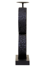 Large Charred Black Mango Wood Log Candle Holder