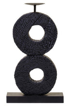 Large Charred Black Mango Wood Log Candle Holder