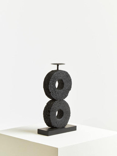 Large Charred Black Mango Wood Log Candle Holder