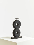 Large Charred Black Mango Wood Log Candle Holder
