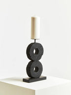 Large Charred Black Mango Wood Log Candle Holder