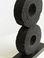 Large Charred Black Mango Wood Log Candle Holder