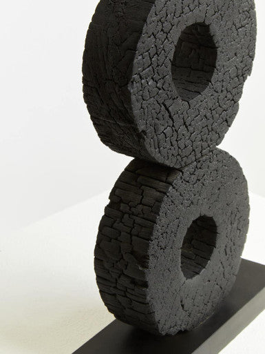 Large Charred Black Mango Wood Log Candle Holder