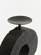 Large Charred Black Mango Wood Log Candle Holder