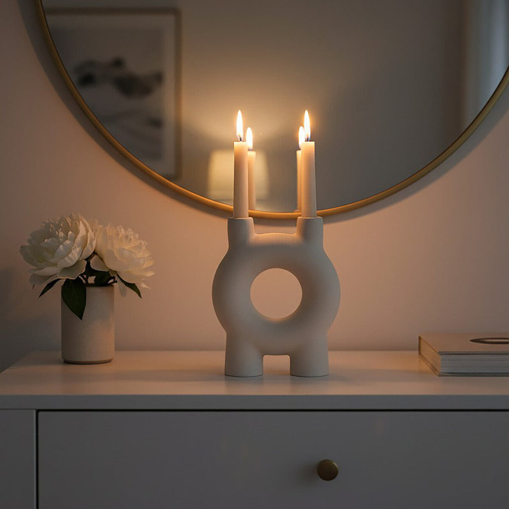 Small Cream Candle Holder