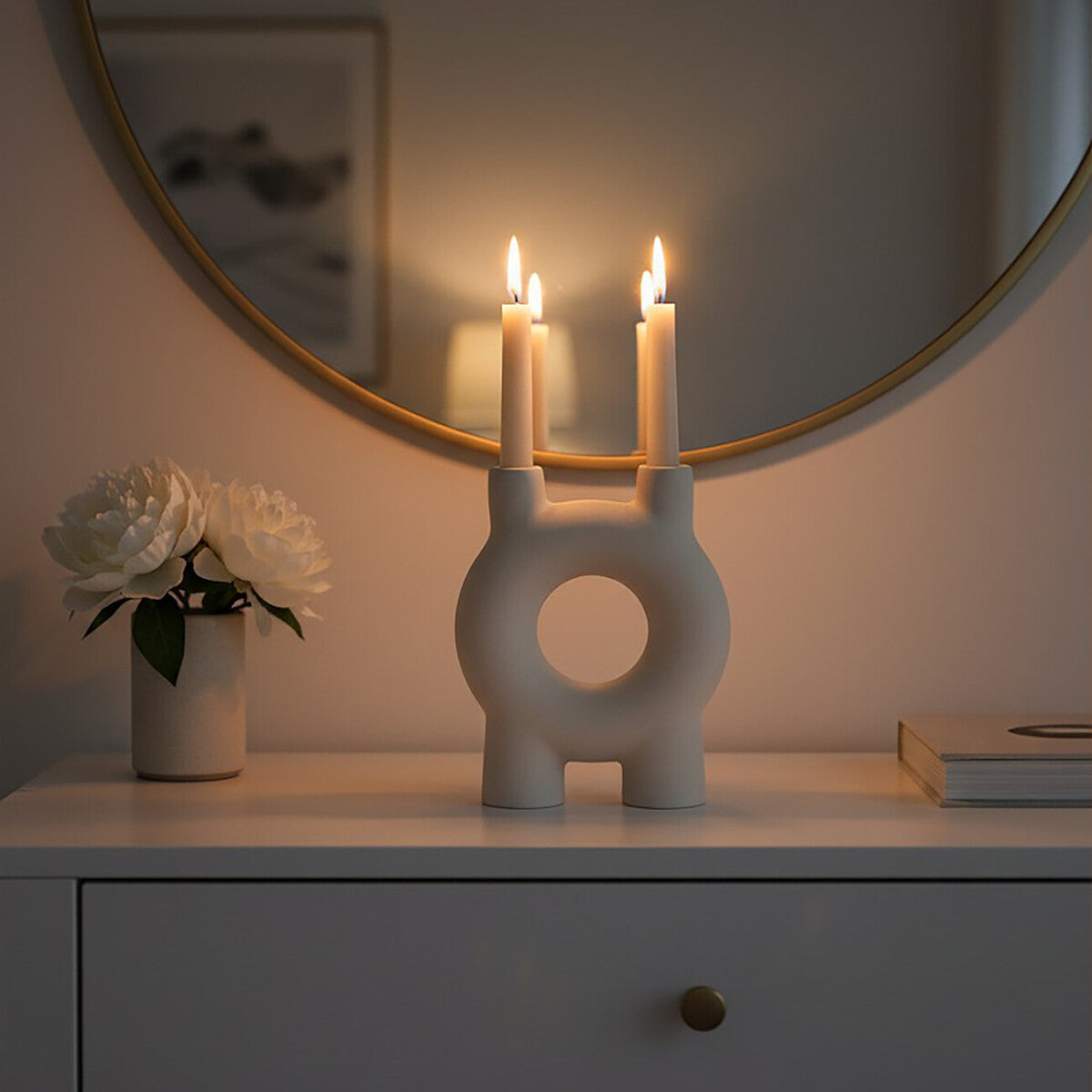 Small Cream Candle Holder