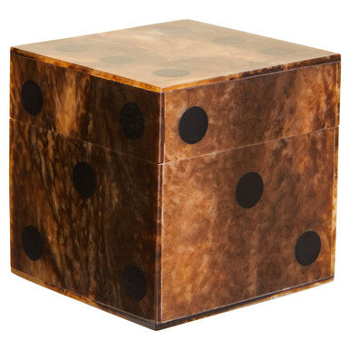 Brown and Black Finish Dice Box with Five Dice
