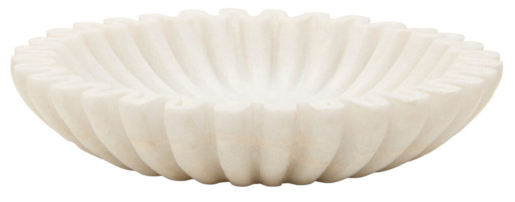 Small White Fluted Marble Bowl