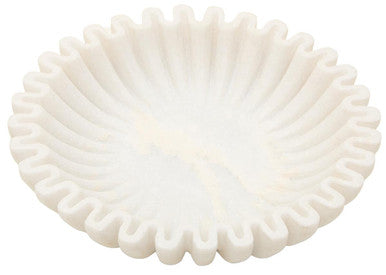 Small White Fluted Marble Bowl