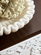 Small White Fluted Marble Bowl