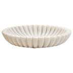 Large White Fluted Marble Bowl