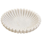 Large White Fluted Marble Bowl