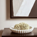 Large White Fluted Marble Bowl