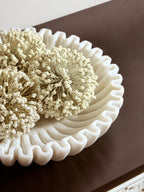 Large White Fluted Marble Bowl