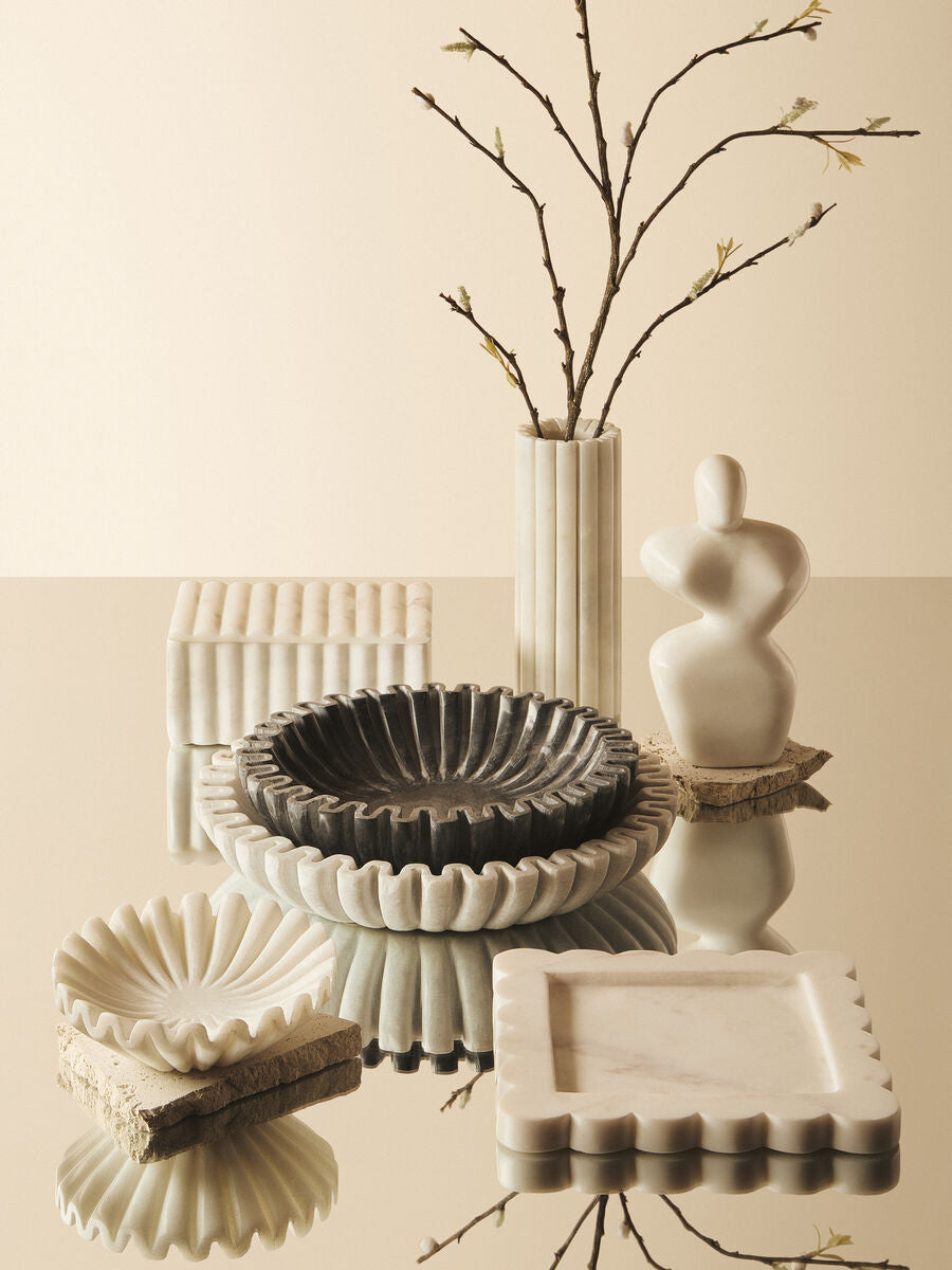Small Grey Fluted Marble Bowl