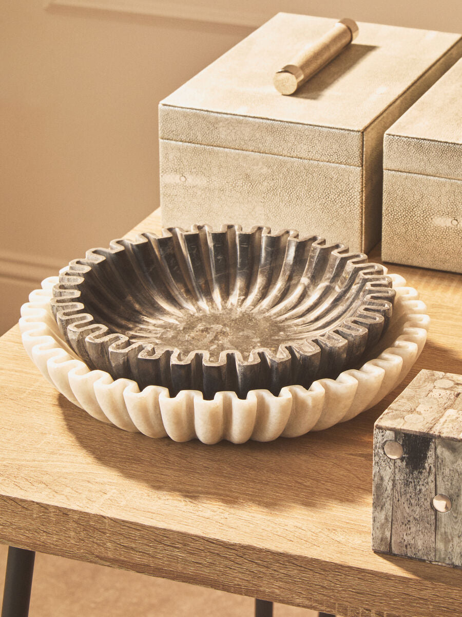 Small Grey Fluted Marble Bowl