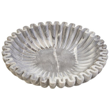 Large Grey Fluted Marble Bowl