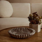 Large Grey Fluted Marble Bowl
