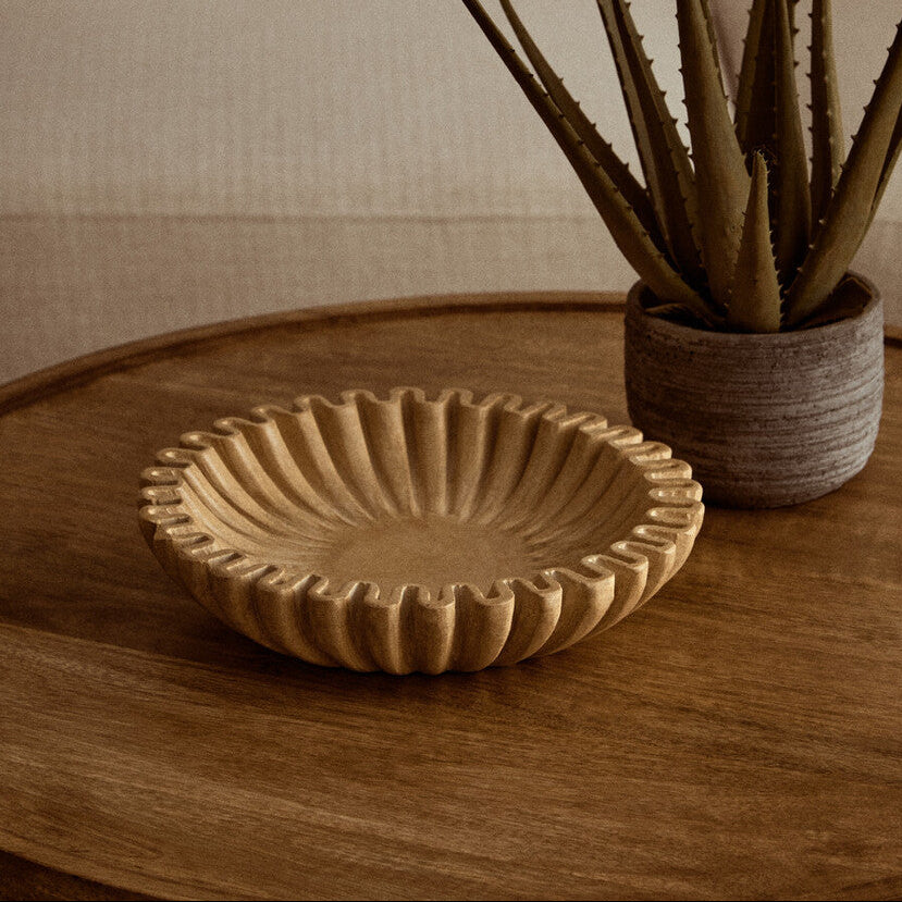 Small Ochre Fluted Marble Bowl