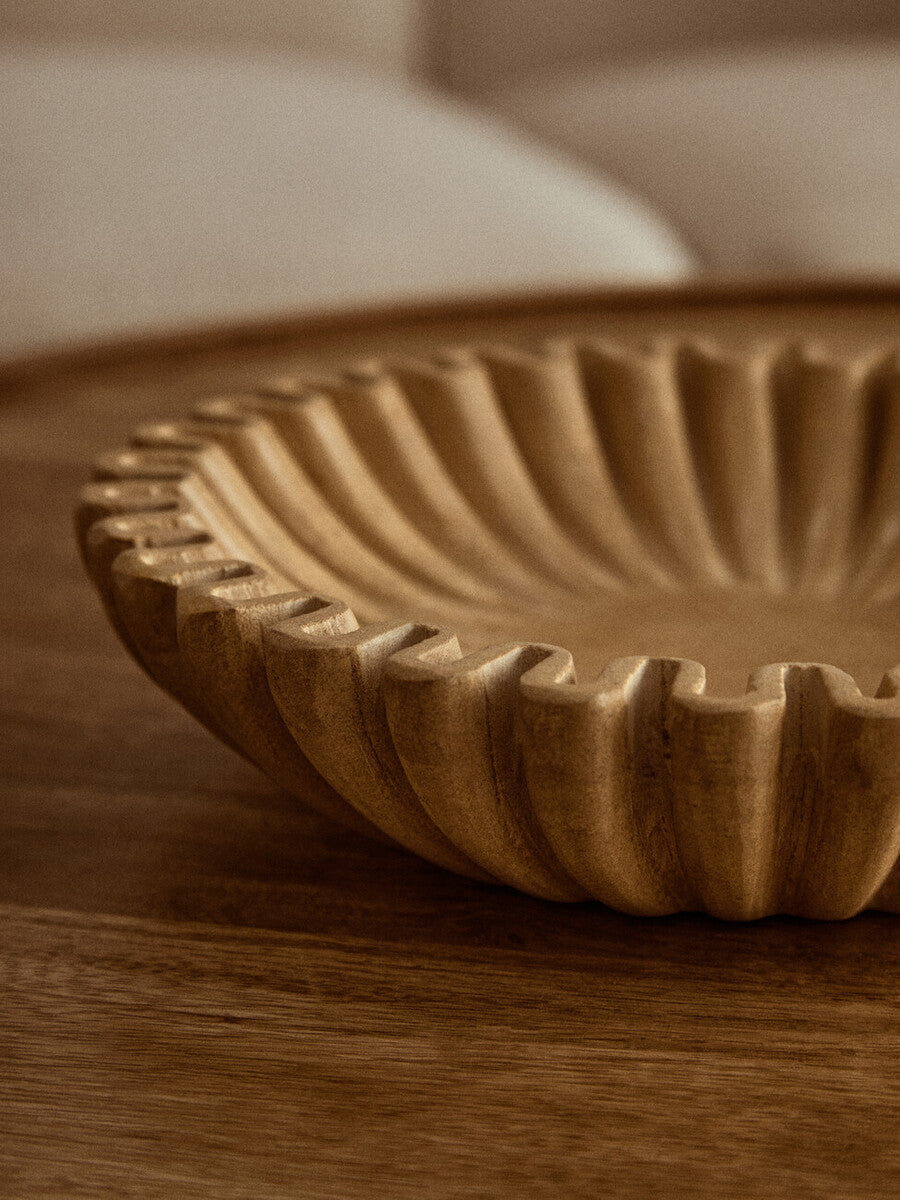 Small Ochre Fluted Marble Bowl