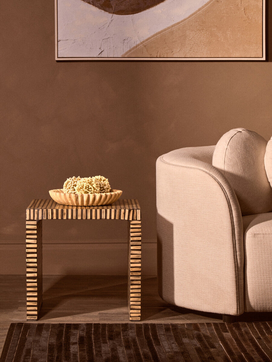 Large Ochre Fluted Marble Bowl