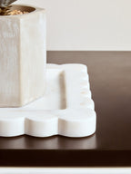 White Marble Square Small Tray with Scallop Edges