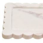 White Marble Square Small Tray with Scallop Edges