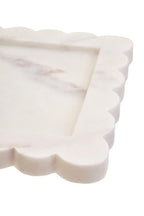 White Marble Square Small Tray with Scallop Edges
