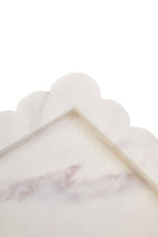 White Marble Square Small Tray with Scallop Edges