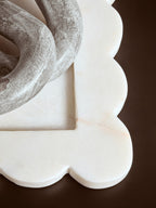 White Marble Square Large Tray with Scallop Edges