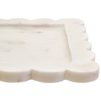 White Marble Square Large Tray with Scallop Edges