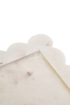 White Marble Square Large Tray with Scallop Edges