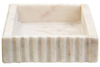 Rectangular White Fluted Marble Tray
