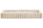 Rectangular White Fluted Marble Tray