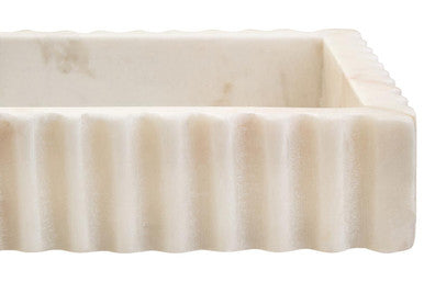 Rectangular White Fluted Marble Tray