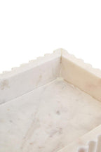 Rectangular White Fluted Marble Tray