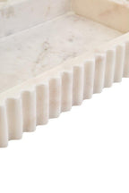 Rectangular White Fluted Marble Tray