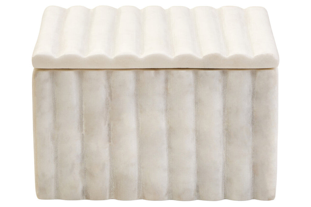 Square White Fluted Marble Box
