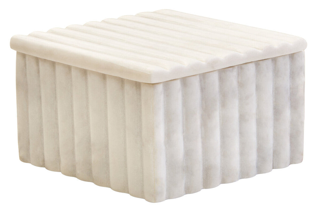 Square White Fluted Marble Box
