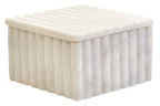 Square White Fluted Marble Box