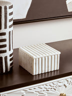 Square White Fluted Marble Box