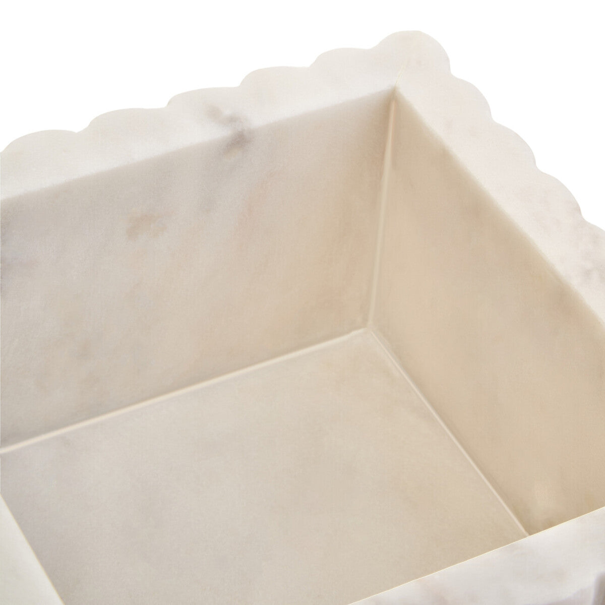 Square White Fluted Marble Box