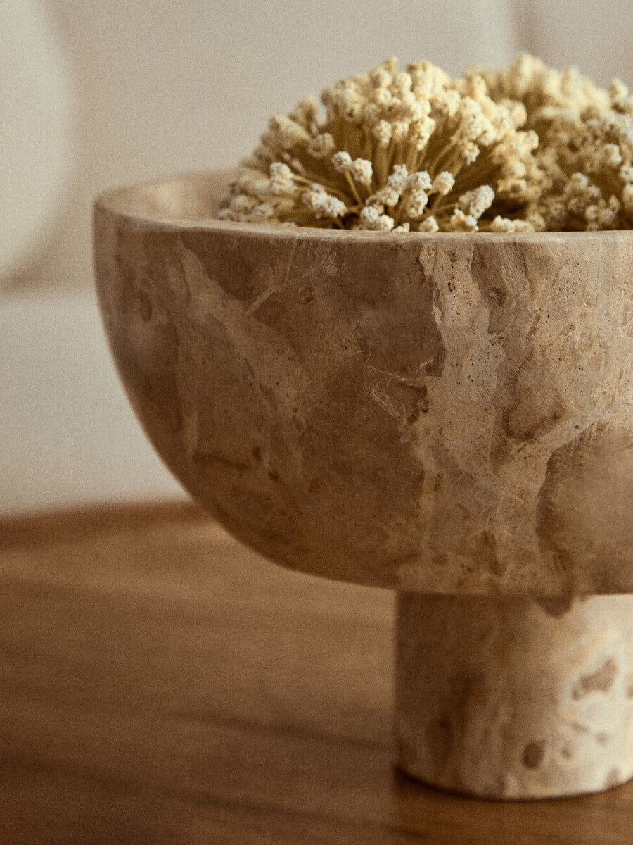 Chocolate Marble Pedestal Bowl