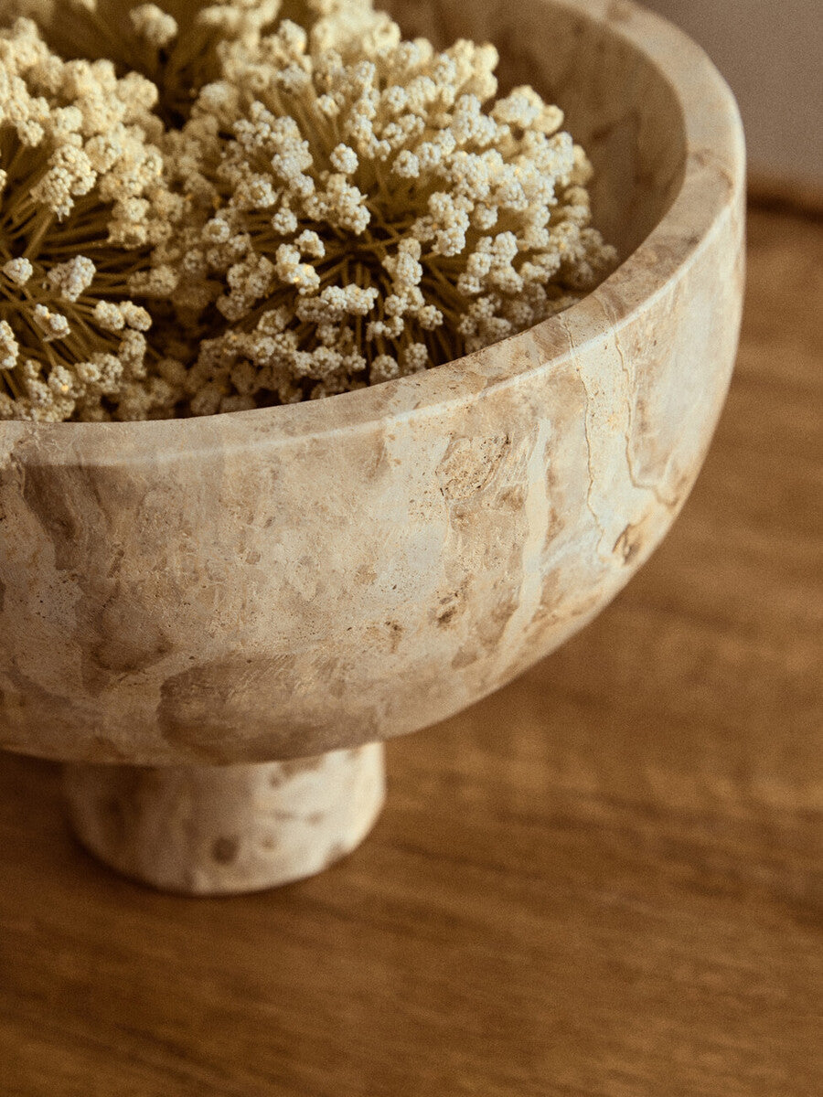 Chocolate Marble Pedestal Bowl